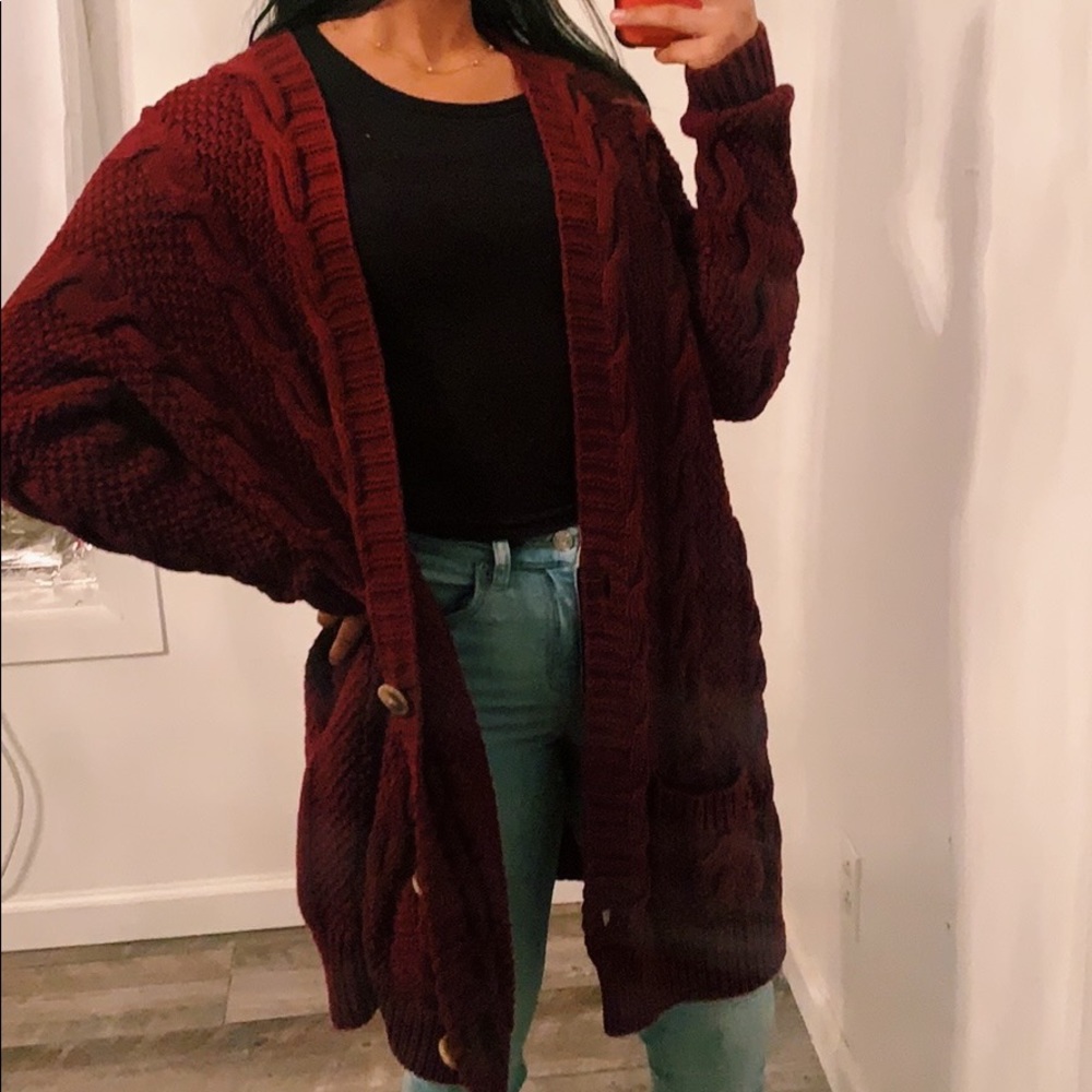 Chunky Oversized Button Cable Knit Cardigan
